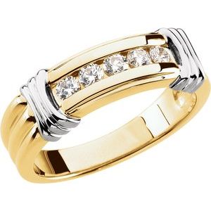 14K Two-tone 1/2 CTW Natural Diamond Band