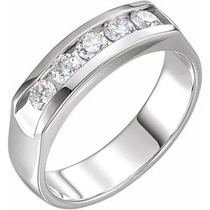 14K White Gold 3/4 CTW Natural Diamond Channel-Set Band