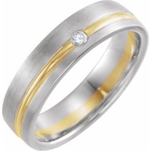 14K Two-tone .07 CTW Natural Diamond 6 mm Grooved Band