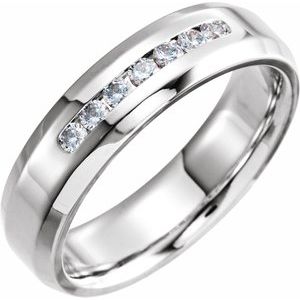 14K Gold 1/4 CTW Natural Diamond Beveled-Edge Band