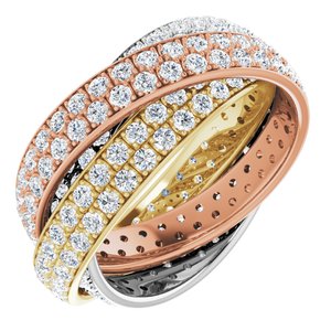 14K White/Yellow/Rose 3 1/3 CTW Natural Diamond 3-Band Rolling Band