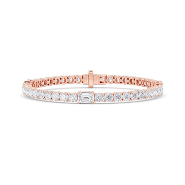 14K Rose Gold Lab Diamond Emerald Bracelet 10.05ctw