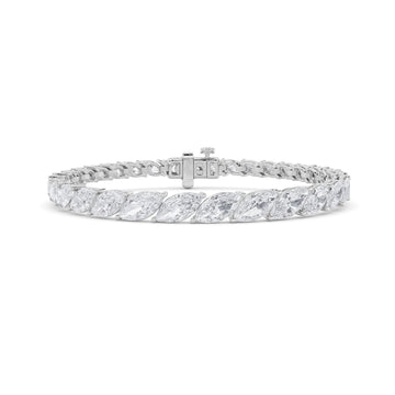 Radiant 14K White 13ctw Marquise Lab Diamond Bracelet