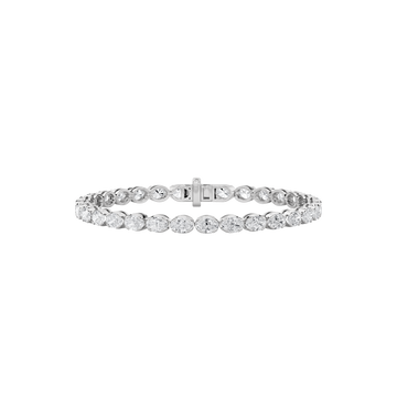 14K White Gold 10ctw Lab Diamond Oval Bracelet