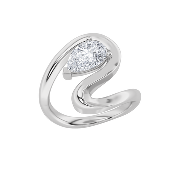 14K White Gold Lab Diamond Ring 1.5ctw Pear Center
