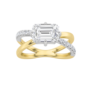14K Yellow Gold 2ctw Lab Diamond Emerald Ring Sz 7