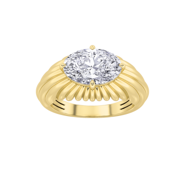 14K Yellow Gold 3ctw Lab Diamond Oval Ring Sz 7