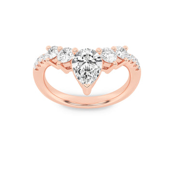 14K Rose Gold 1.5ctw Lab Diamond Pear Ring Sz 7