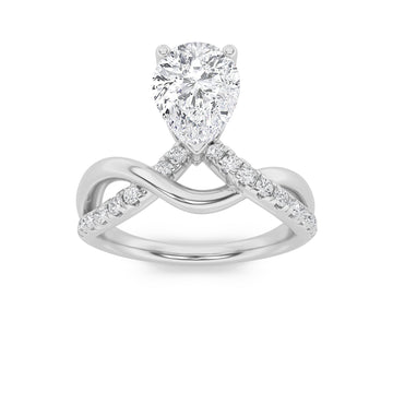 14K White Gold 1.5ct Lab Diamond Pear Ring Sz 7