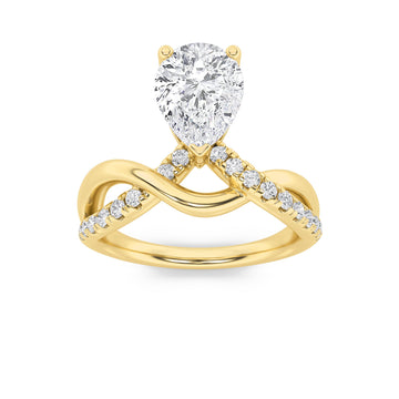 14K Yellow Gold 1.5ct Pear Lab Diamond Ring, Size 7
