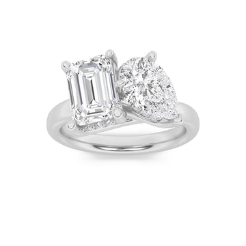 14K White Gold 3.1ctw Lab Diamond Emerald Pear Ring
