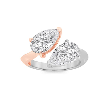 14K White Gold 3ctw Pear Lab Diamond Ring Sz 7