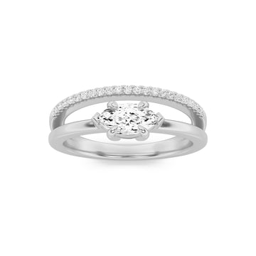 14K White Gold 0.5ct Lab Diamond Ring, Radiant F-VS+