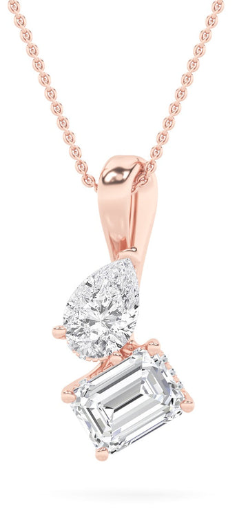14K Rose Gold Pink Lab Diamond Pendant 3ctw