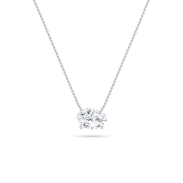 14K White Gold 2ct Oval Lab Diamond Pendant