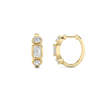 14K Yellow Gold 2.5ctw Lab Diamond Emerald Stud Earrings