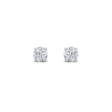 Radiant F Color Lab Diamond Stud Earrings 14K White Gold