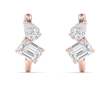 14K Rose Gold 3ctw Emerald Pear Lab Diamond Earrings