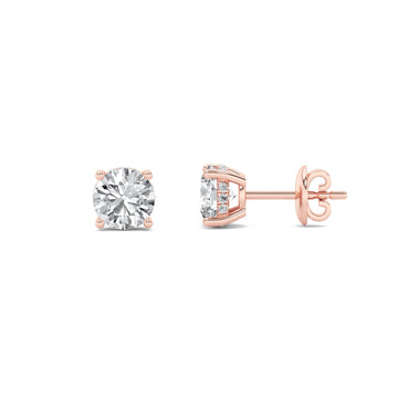14K Rose Gold 5ctw Lab Diamond Stud Earrings