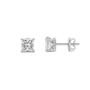 14K White Gold 2ctw Lab Diamond Princess Stud Earrings