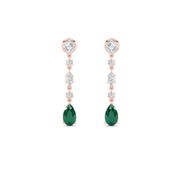 14K Rose Gold Lab Diamond Pear Asscher Earrings 7.43ctw