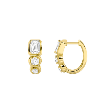 14K Yellow Gold 2.5ctw Lab Diamond Emerald Earrings
