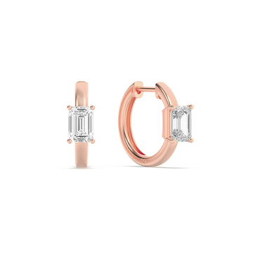 14K Rose Gold 1.5ctw Emerald Lab Diamond Earrings