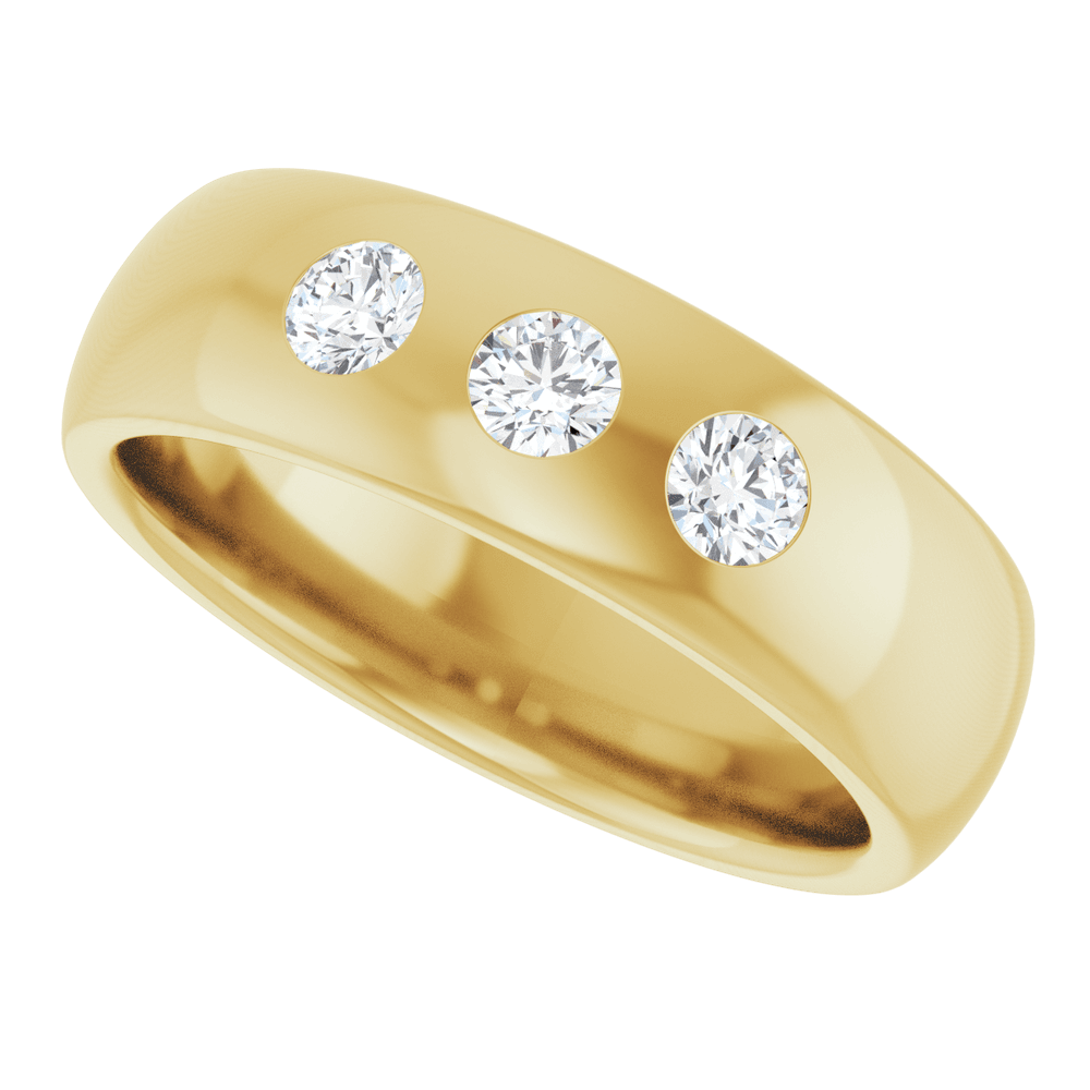 14K Gold 1/3 CTW Natural Diamond Three-Stone Half Round Band