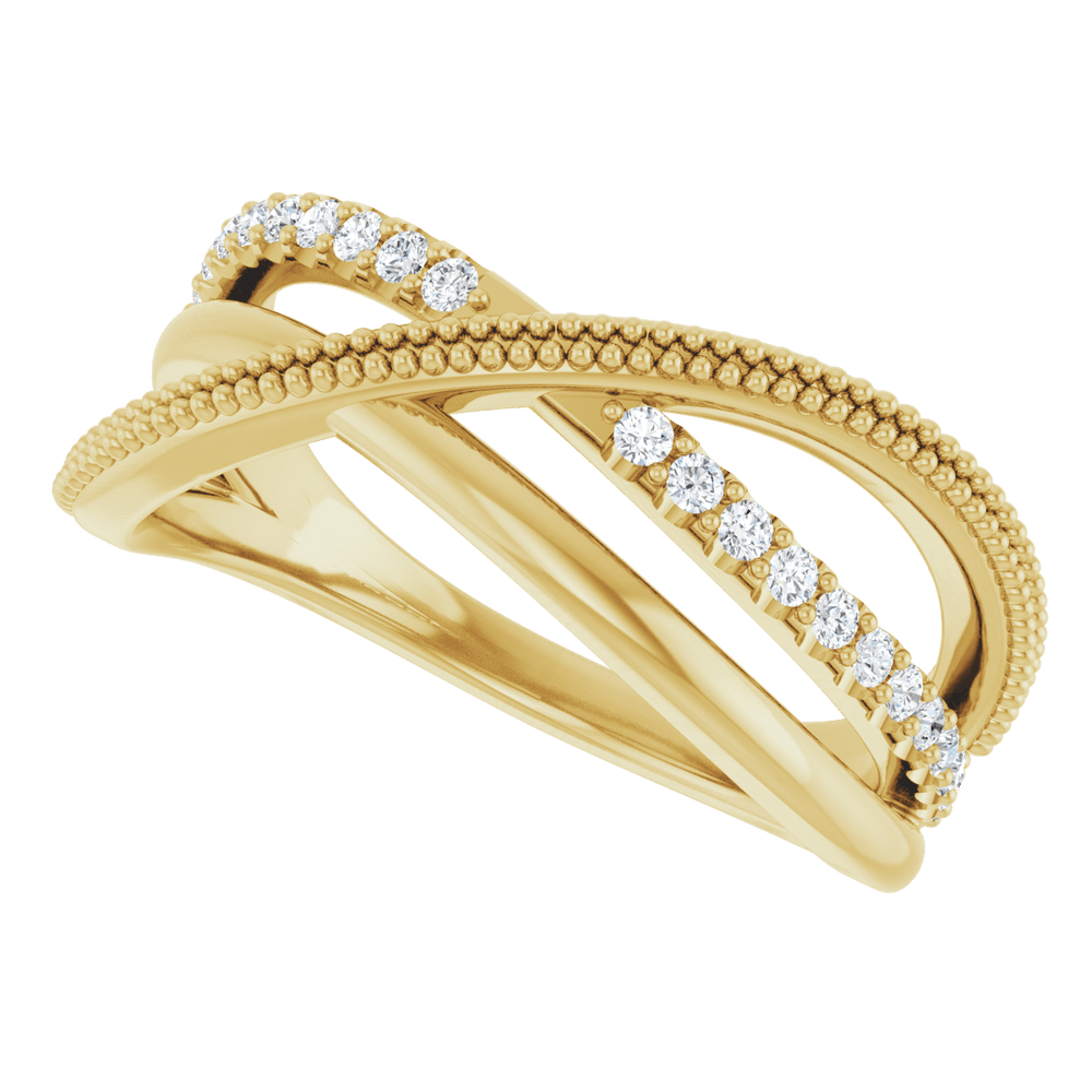 14K Gold 1/5 CTW Natural Diamond Criss-Cross Ring