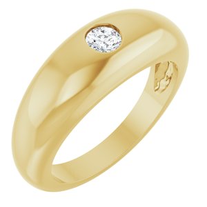 14K Gold 1/4 CT Natural Diamond Dome Ring
