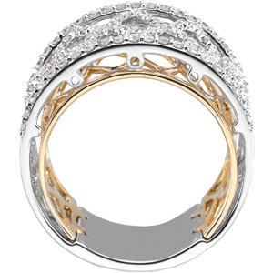 14K White & Yellow 3/4 CTW Natural Diamond Anniversary Band