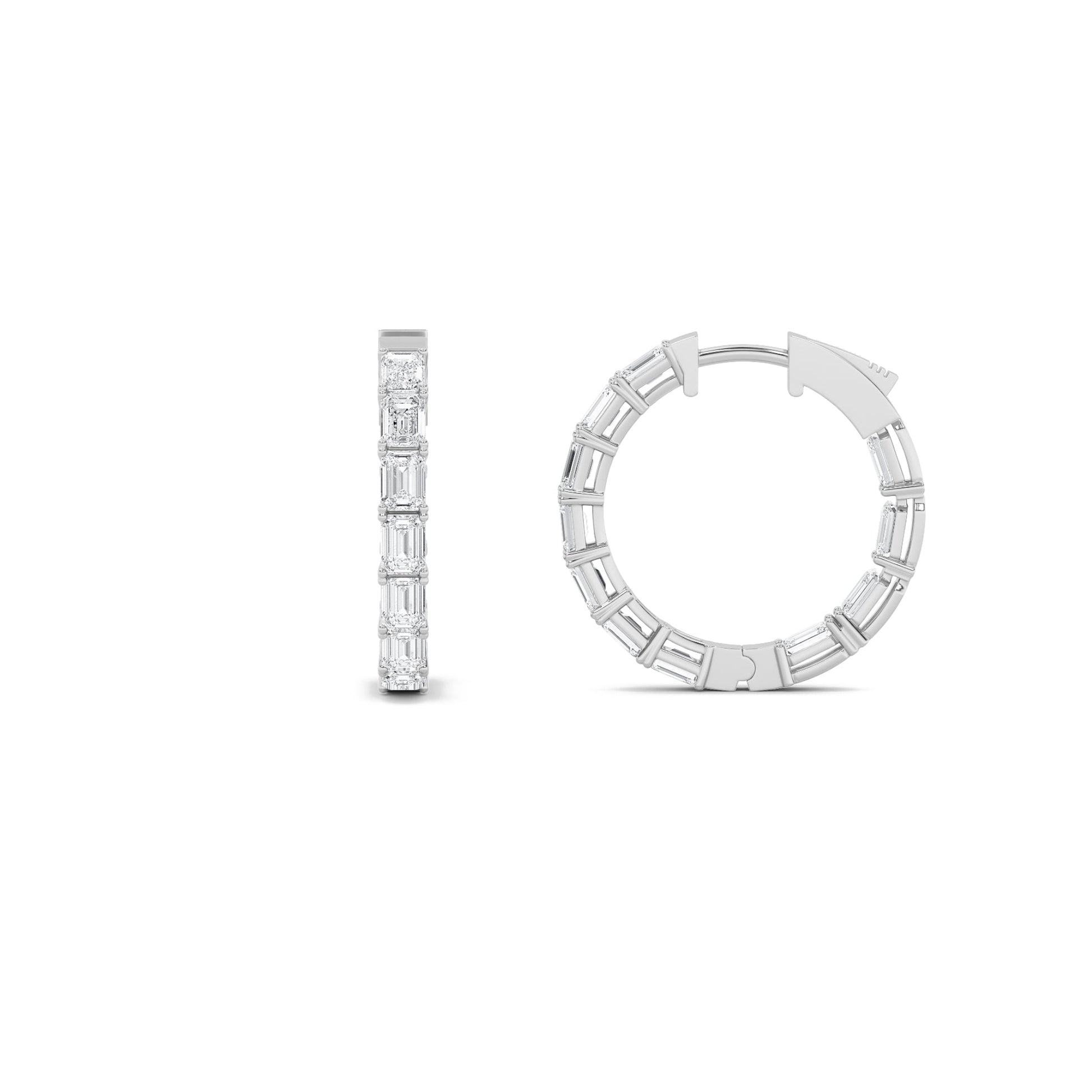 14K White Gold 4ctw Lab Diamond Emerald Stud Earrings