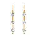 14K Yellow Gold 1/2 ct tw Three Stone Diamond Earring