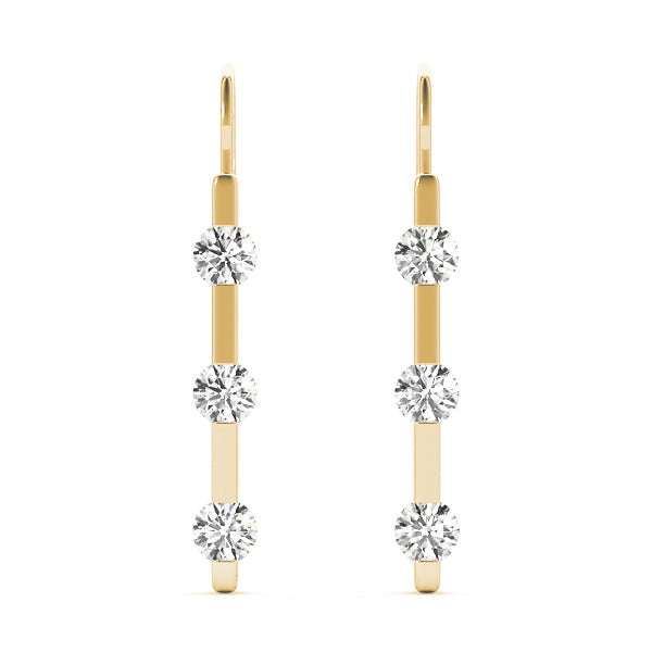 14K Yellow Gold 1/2 ct tw Three Stone Diamond Earring