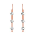 14K Rose Gold 1/2 ct tw Three Stone Diamond Earring