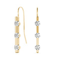 14K Yellow Gold 1/2 ct tw Three Stone Diamond Earring