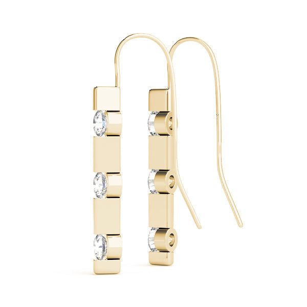 14K Yellow Gold 1/2 ct tw Three Stone Diamond Earring