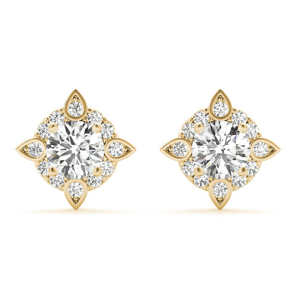 14K Yellow Gold 5/8 ct tw Halo Diamond Earring