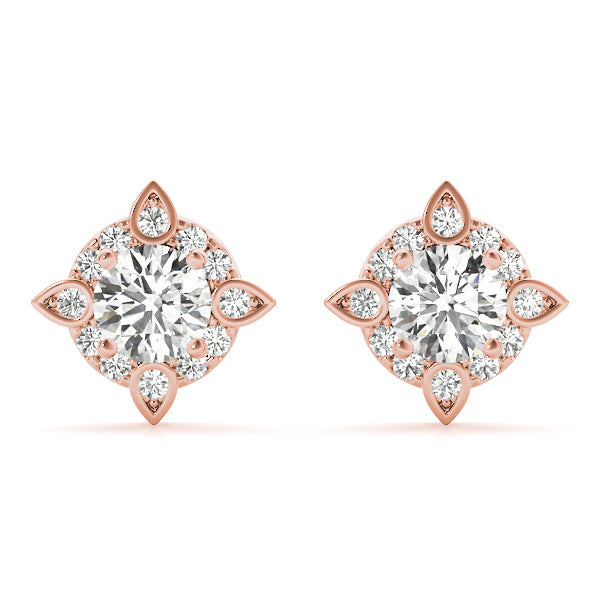 14K Rose Gold 5/8 ct tw Halo Diamond Earring