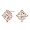 14K Rose Gold 5/8 ct tw Halo Diamond Earring