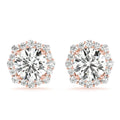 14K Rose Gold 1 1/5 ct tw Halo Diamond Earring
