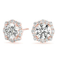 14K Rose Gold 1 1/5 ct tw Halo Diamond Earring