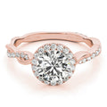 18K Rose Gold 1 1/3 ct tw Halo Diamond Engagement Ring