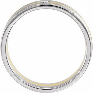14K Two-tone .07 CTW Natural Diamond 6 mm Grooved Band