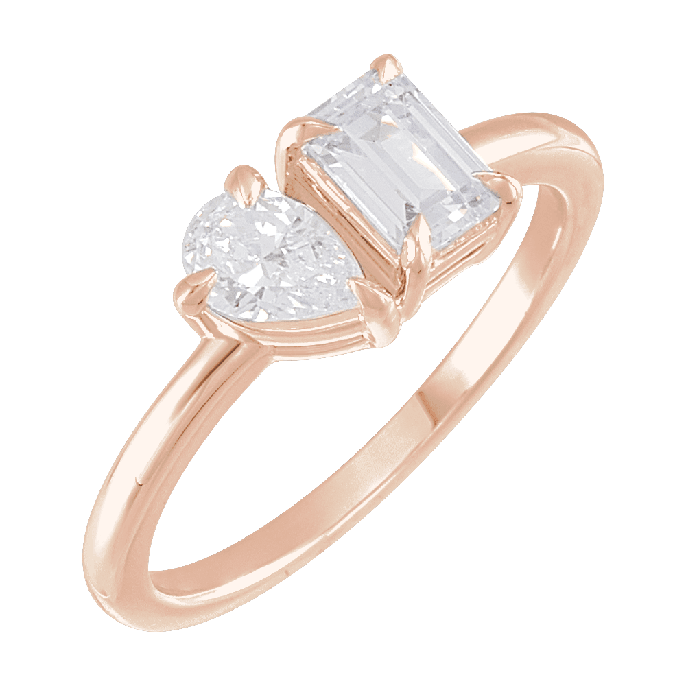 14K Gold 1 CTW Lab-Grown Diamond Two-Stone Ring