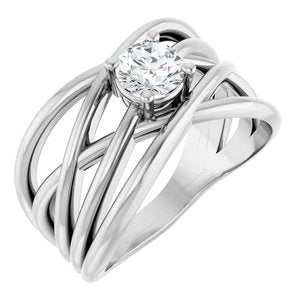 14K Gold 1/2 CT Natural Diamond Criss-Cross Ring