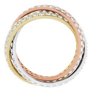 14K White/Yellow/Rose 3 1/3 CTW Natural Diamond 3-Band Rolling Band