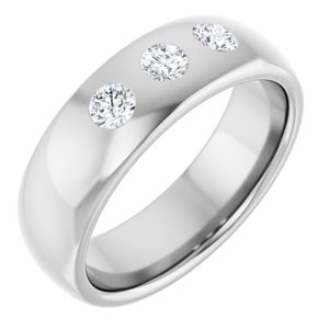 14K Gold 1/3 CTW Natural Diamond Three-Stone Half Round Band