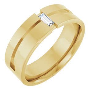 14K Gold 1/8 CT Natural Diamond Notched Band