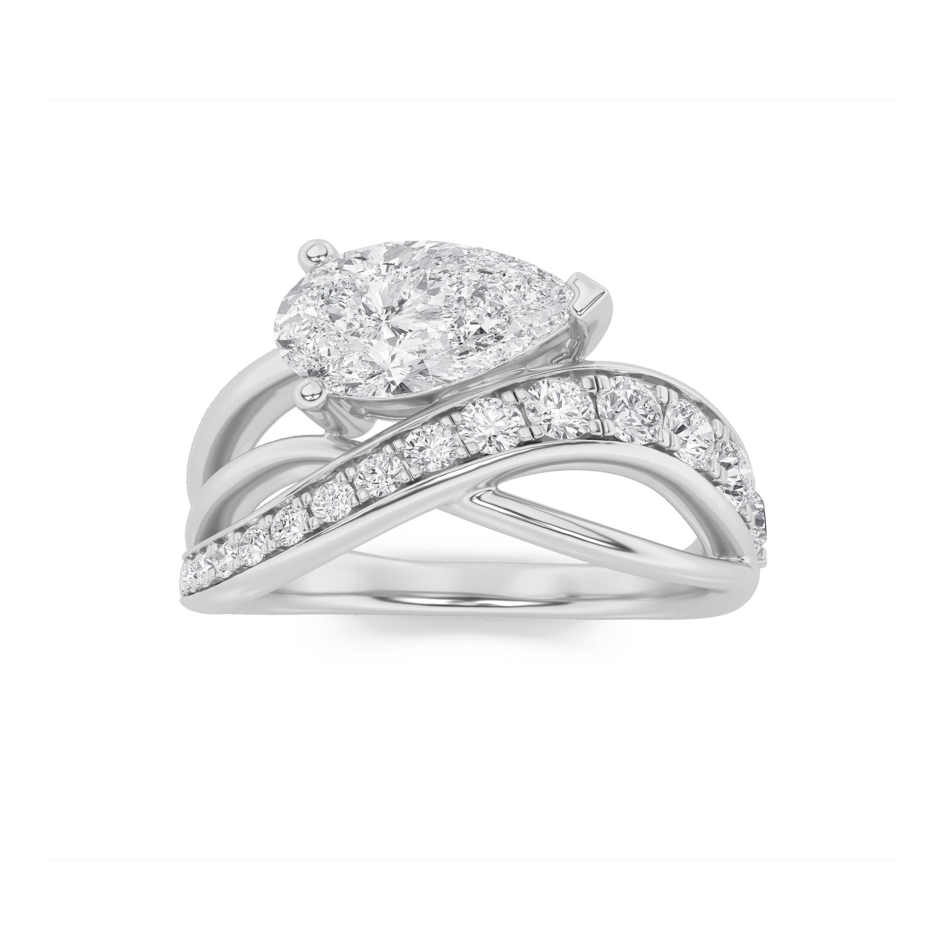 14K White Gold 2ctw Lab Diamond Ring, F Color VS+
